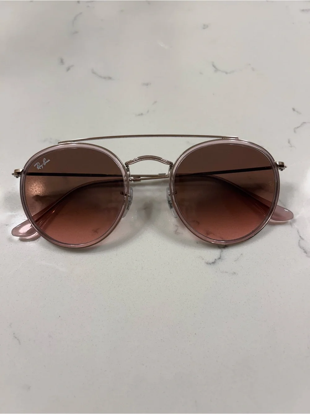 Ray-Ban Round Double Bridge Polished Copper Brown Gradient